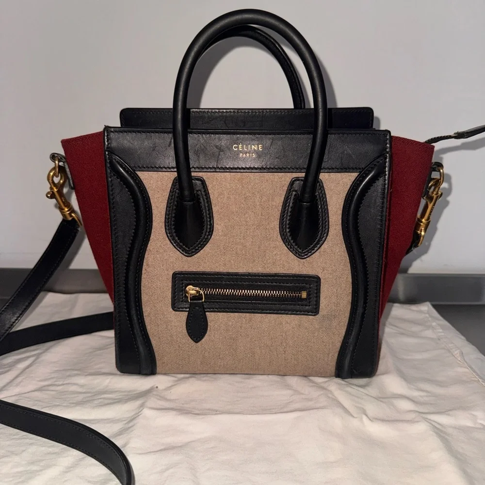 Celine Mini Bag in Black, Red, and Cream - Picture 3 of 8
